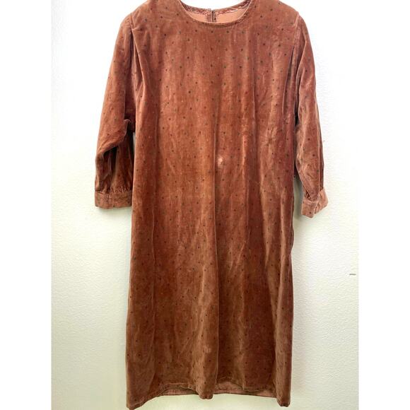 Vintage 70s Womens Dress Sz M Velvet Boho Hippie Sack Witchy Velour Festival - Picture 2 of 8